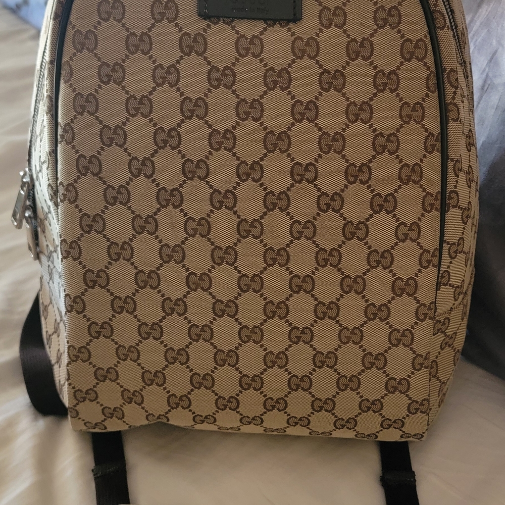 Authentic Gucci Beige and Brown GG Pattern Backpack